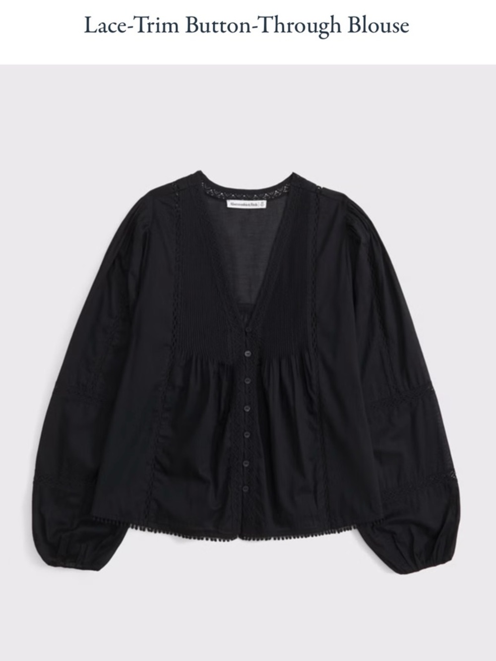 Abercrombie & Fitch Black Lace-Trim Button-Through Blouse